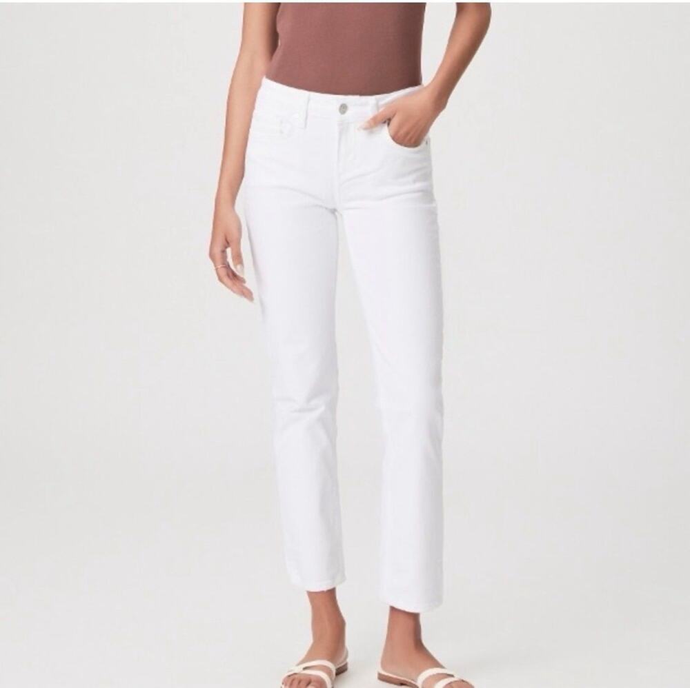 AGOLDE Toni Mid Rise Straight Leg Jeans Off White Ecru Size 28